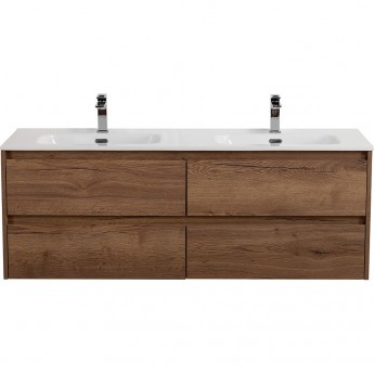 База под раковину подвесная BELBAGNO KRAFT-1200-4C-SO-2-RT с четырьмя выкатными ящиками для раковины с двумя чашами, Rovere Tabacco, 1200x460x500