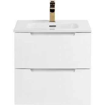 База под раковину подвесная BELBAGNO ETNA-500-2C-SO-BL с двумя выкатными ящиками, с доводчиками, Bianco Lucido, 500x460x500