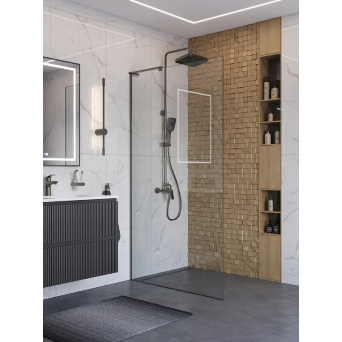 Душевая перегородка BELBAGNO 1100x2000 мм Оружейная сталь UNO-L-1-TB-110-C-GM