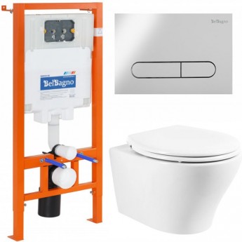 Комплект 4в1 унитаз, инсталляция, кнопка смыва, крышка-сиденье BELBAGNO