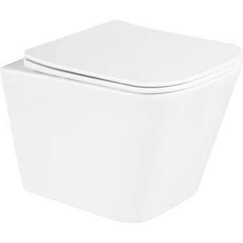 Подвесной безободковый унитаз с сиденьем микролифт BELBAGNO DUE BB3103CHR/SC