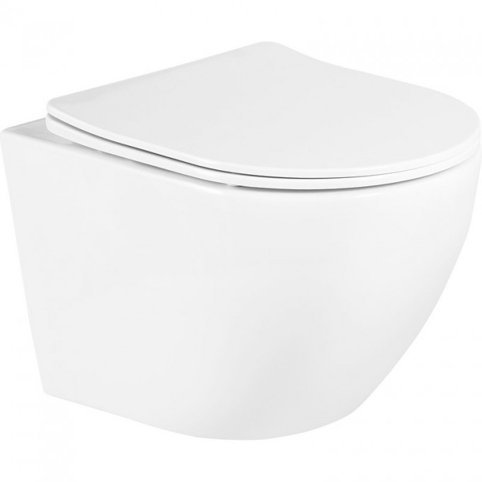 Подвесной безободковый унитаз с сиденьем микролифт BELBAGNO UNO BB3105CHR/SC