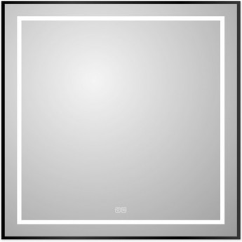 Зеркало BELBAGNO KRAFT SPC-KRAFT-900-800-LED-TCH-WARM-NERO в алюминиевой раме со встроенным светильником, 900x32x800 мм