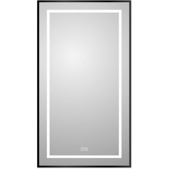 Зеркало BELBAGNO SPC-KRAFT-500-900-LED-TCH-WARM-NERO в алюминиевой раме со встроенным светильником, сенсорным выключателем и подогревом, 500x32x900