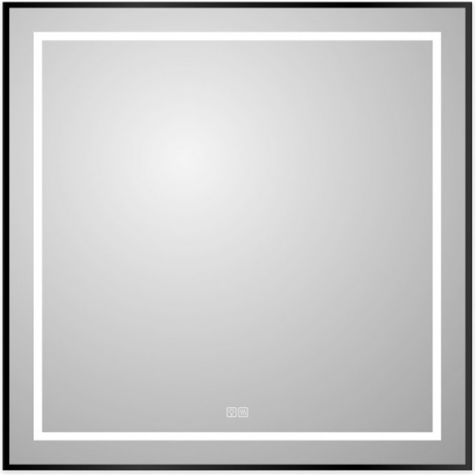 Зеркало BELBAGNO в алюминиевой раме со встроенным светильником, сенсорным выключателем и подогревом, 800x32x800 SPC-KRAFT-800-800-LED-TCH-WARM-NERO